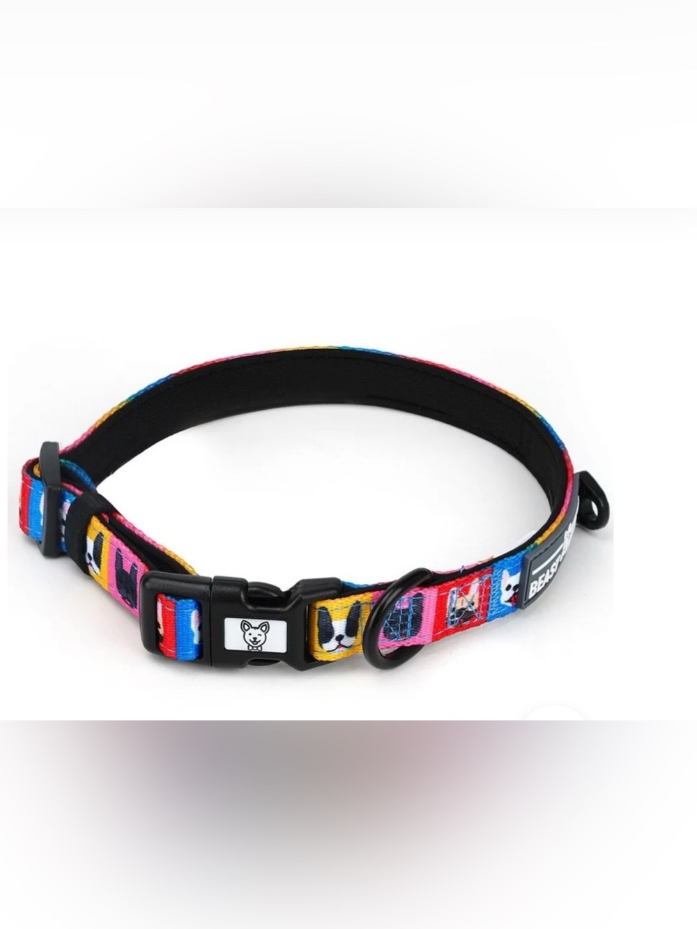 Beast & Buckle French Fam Dog Collar| Colorful Pet Collar with Cartoon Faces